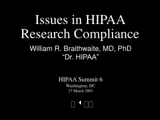 Issues in HIPAA Research Compliance