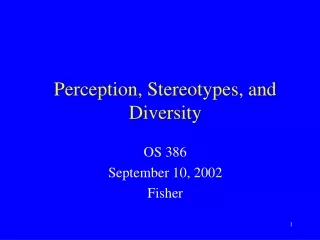 Perception, Stereotypes, and Diversity