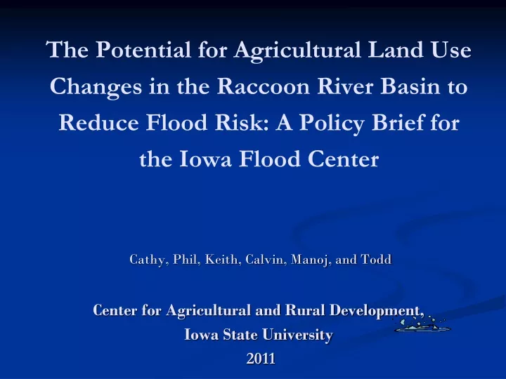 the potential for agricultural land use changes