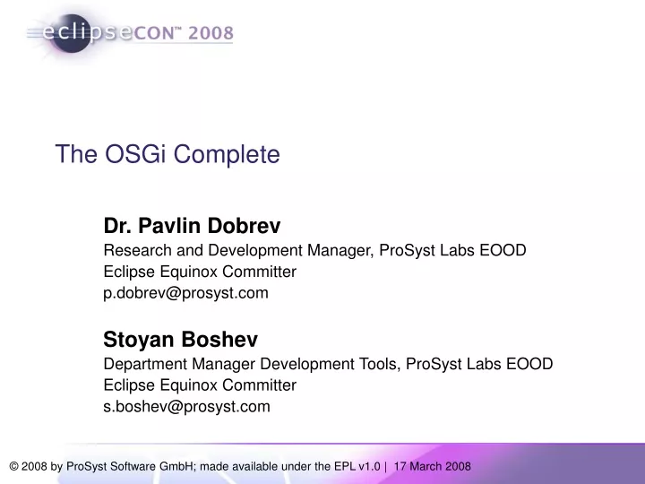 the osgi complete