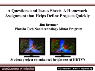 A Questions and Issues Sheet:  A Homework Assignment that Helps Define Projects Quickly