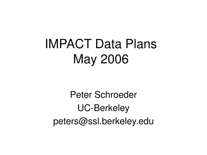 impact data plans may 2006