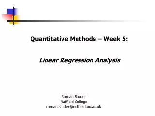 Quantitative Methods – Week 5: Linear Regression Analysis