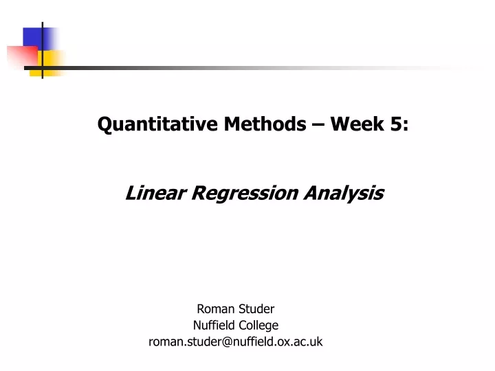 quantitative methods week 5 linear regression analysis