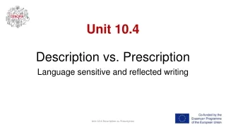 Unit 10.4  Description vs.  Prescription