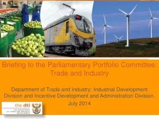Briefing to the Parliamentary Portfolio Committee: Trade and Industry