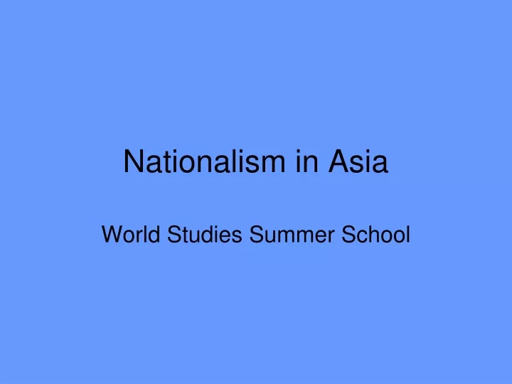 nationalism in asia