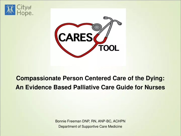 compassionate person centered care of the dying