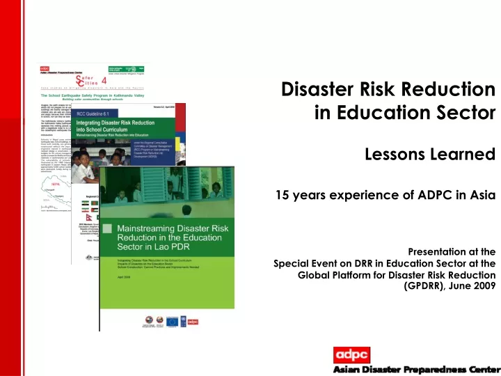 disaster risk reduction in education sector