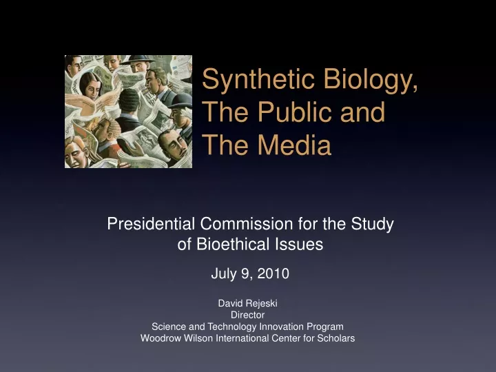 synthetic biology the public and the media