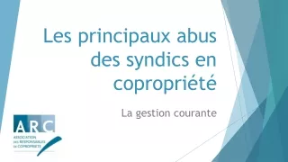 Les principaux abus des syndics en copropriété