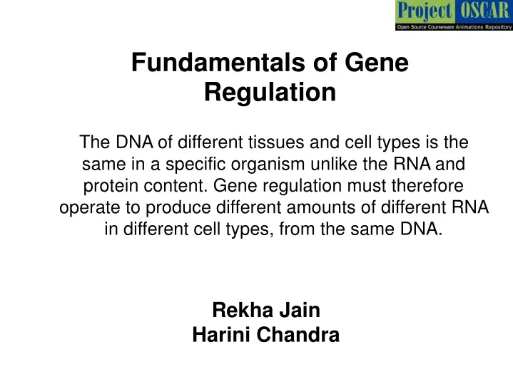 fundamentals of gene regulation
