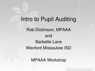 Intro to Pupil Auditing