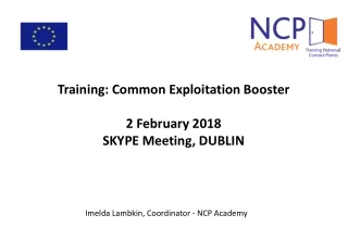 Training: Common Exploitation Booster 2 February 2018 SKYPE Meeting,  DUBLIN
