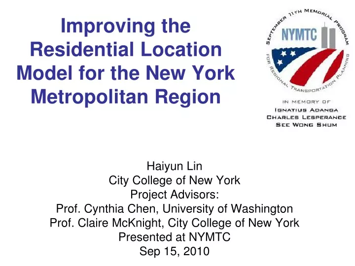 improving the residential location model for the new york metropolitan region