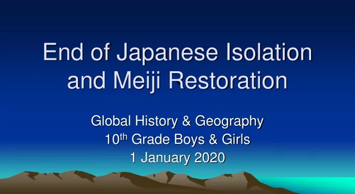 end of japanese isolation and meiji restoration