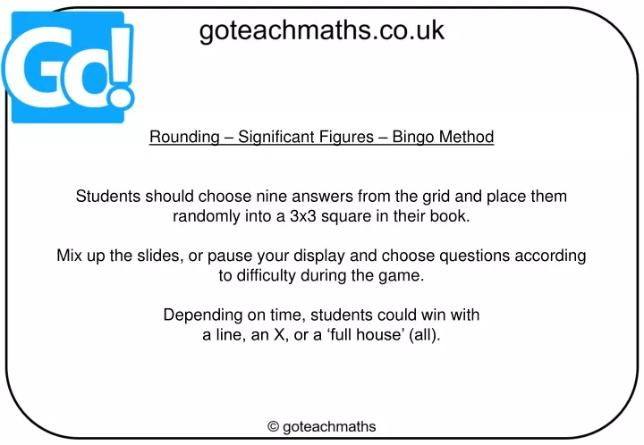 rounding significant figures bingo method