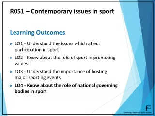R051 – Contemporary issues in sport