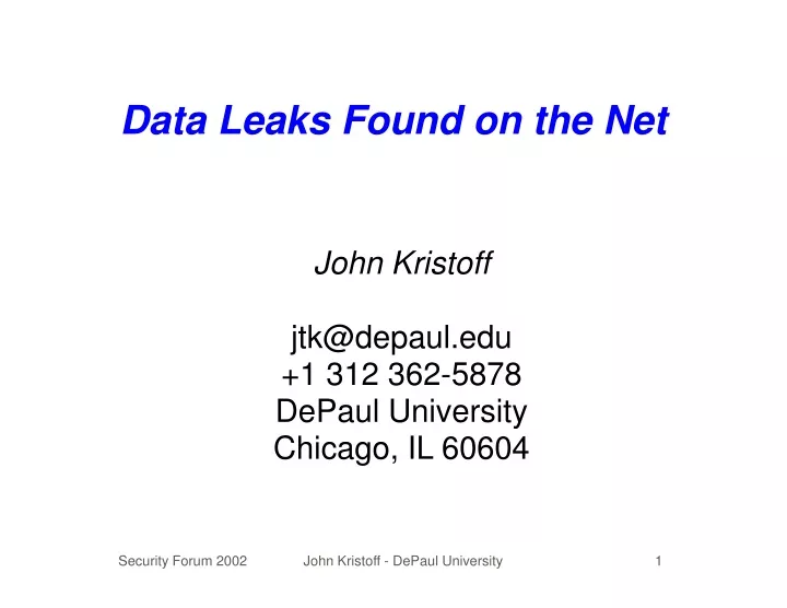 data leaks found on the net