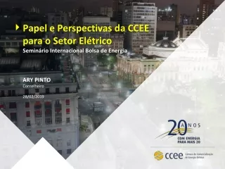 Papel e Perspectivas da CCEE para o Setor Elétrico Seminário Internacional Bolsa de Energia