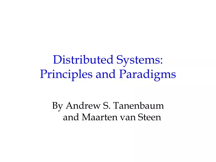 distributed systems principles and paradigms