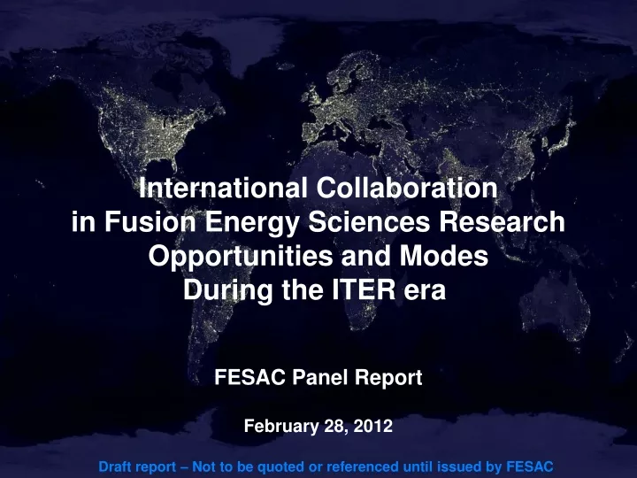 international collaboration in fusion energy