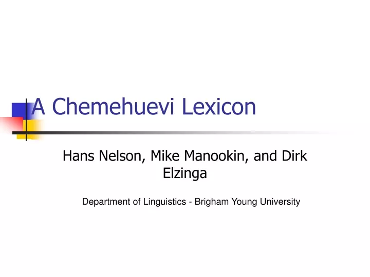 a chemehuevi lexicon