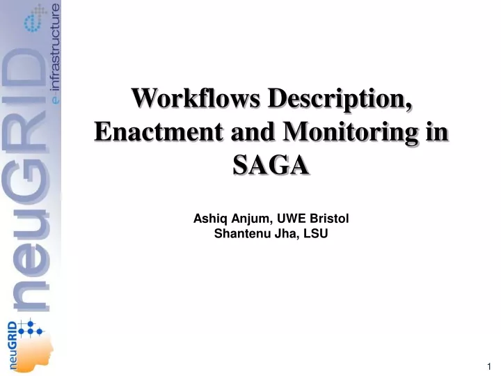 workflows description enactment and monitoring