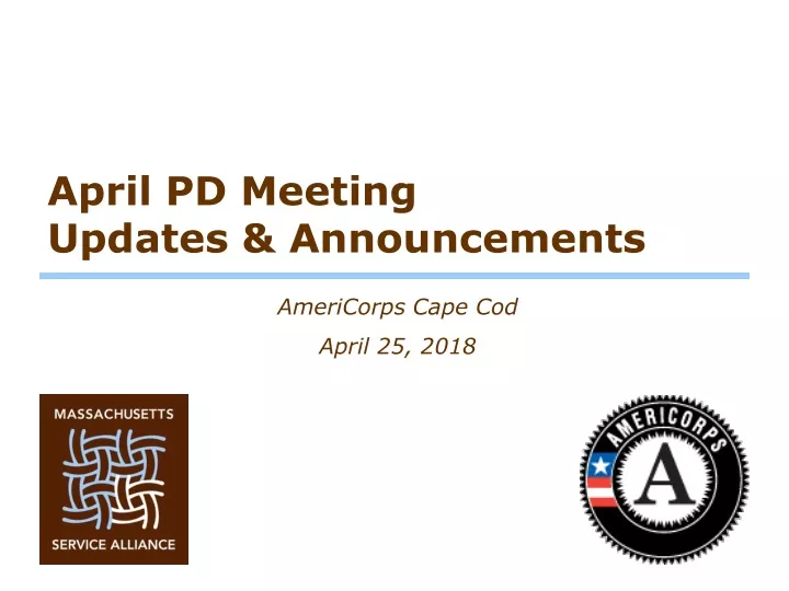 april pd meeting updates announcements