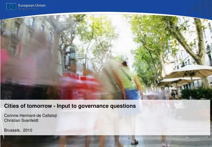 cities of tomorrow input to governance questions