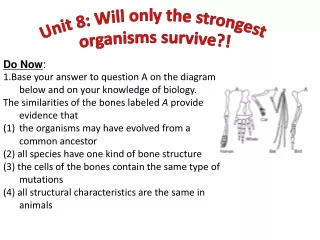 Unit 8: Will only the strongest  organisms survive?!