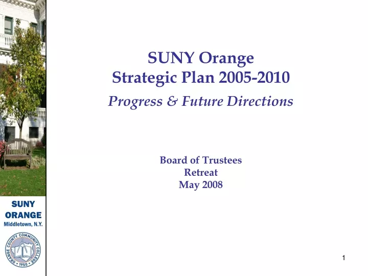suny orange strategic plan 2005 2010 progress