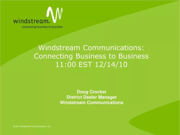 windstream communications connecting business to business 11 00 est 12 14 10