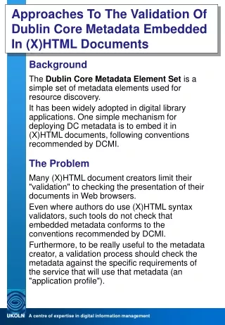 Approaches To The Validation Of Dublin Core Metadata Embedded In (X)HTML Documents