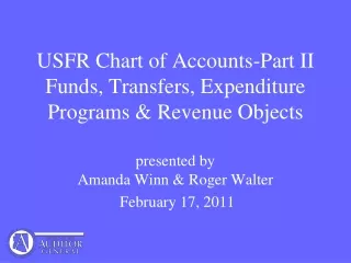 USFR Chart of Accounts-Part II  Funds, Transfers, Expenditure Programs &amp; Revenue Objects