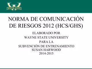 NORMA DE COMUNICACIÓN DE RIESGOS 2012 (HCS/GHS)