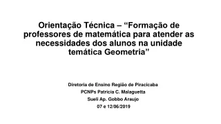 Diretoria de Ensino Região de Piracicaba PCNPs  Patricia C. Malaguetta Sueli Ap.  Gobbo Araujo