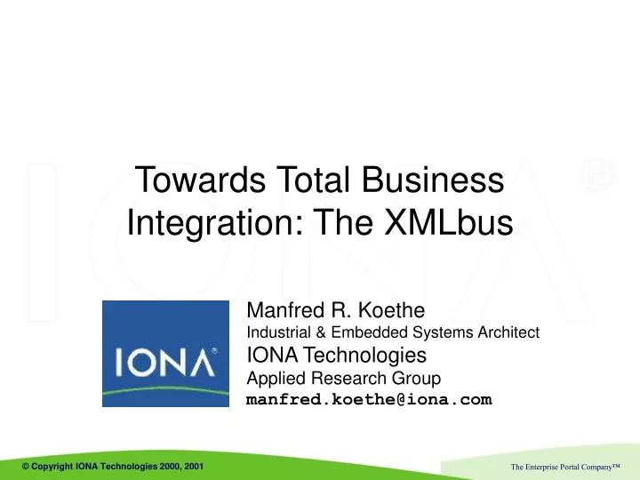 towards total business integration the xmlbus