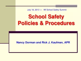 School Safety  Policies &amp; Procedures