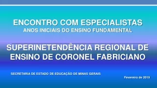 ENCONTRO COM  ESPECIALISTAS   ANOS INICIAIS DO ENSINO FUNDAMENTAL