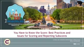 You Have to Know the Score: Best Practices and Issues for Scoring and Reporting  Subscores