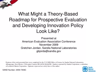 Presented at American Evaluation Association Conference November 2009