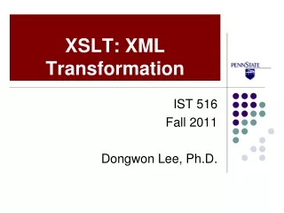 XSLT: XML Transformation