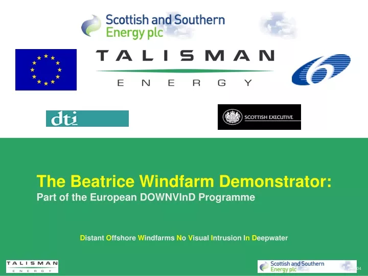 the beatrice windfarm demonstrator part of the european downvind programme