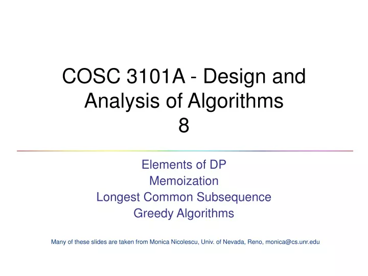 cosc 3101a design and analysis of algorithms 8