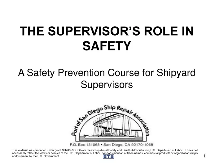 the supervisor s role in safety a safety