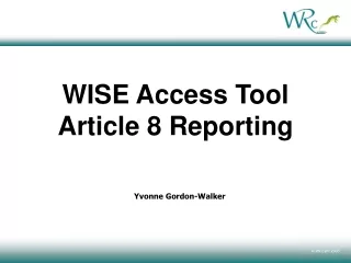 WISE Access Tool Article 8 Reporting