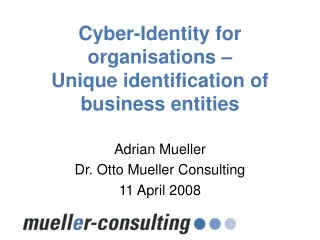 Cyber-Identity for organisations –  Unique identification of business entities
