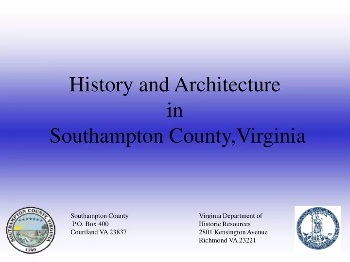 history and architecture in southampton county virginia