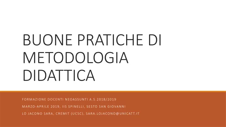 buone pratiche di metodologia didattica